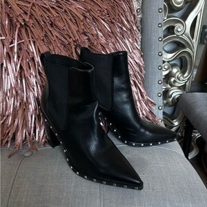 Charles David Studded Black Ankle Boots